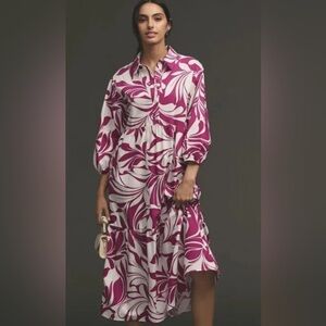 Maeve Anthropologie Bettina Tiered Shirtdress Sz M